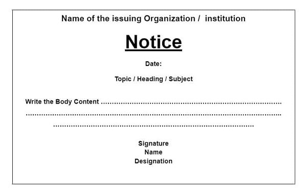 Notice Writing Format 2022